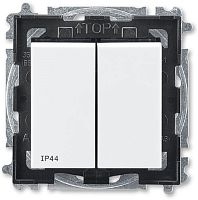 Выключатель без рамки ABB EPJ Levit 2-кл. IP44 белый/дымчатый чёрный картинка